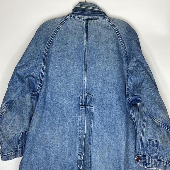 Vintage Gloria Long Denim Lab Jean Jacket Size Medium 80s - Picture 5 of 15